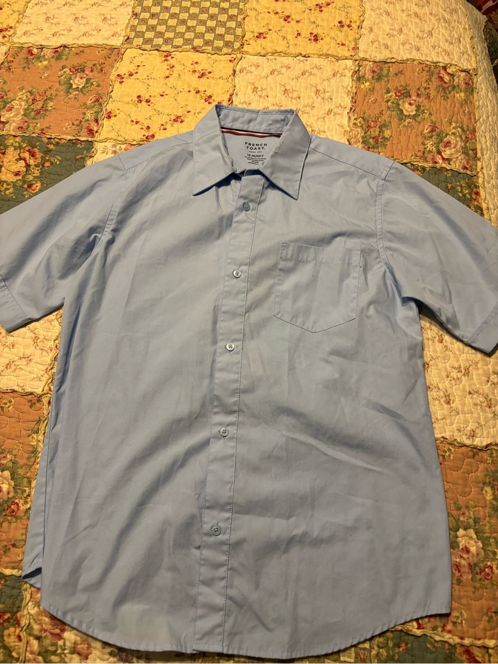 French Toast Boys Light Blue Short-Sleeve Button-Up Shirt 14 Husky